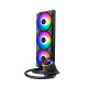 خنک کننده مایع پردازنده DeepCool Castle 360RGB V2 از نوع آبی است و یک پمپ و دو لوله انتقال دهنده مایع دارد.