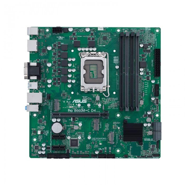 مادربورد ایسوس Asus Pro B660M-C D4-CSM دارای چهار اسلات رم است و امکان مدیریت شبکه به صورت ریموت دارد.