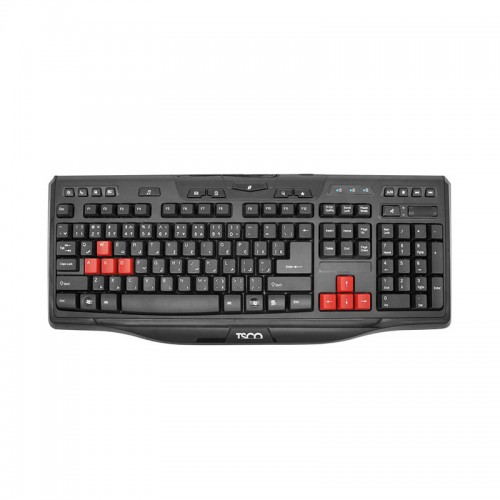 کیبورد باسیم تسکو TK 8018 در رنگ مشکی و با ابعاد 100 درصدی طراحی و ساخته شده است.