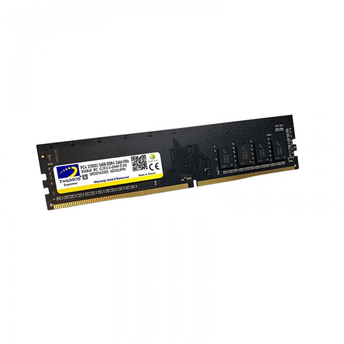 رم کامپیوتر TwinMOS 8GB DDR4 2666MHz بدنه ماژول با کیفیت ساخت بالایی دارد و در برابر افزایش دما مقاوم است.
