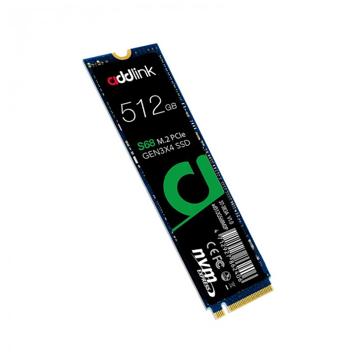 حافظه SSD اینترنال Addlink S68 NVMe M.2 512GB مجهز به فلش 3D NAND است و میانگین عمر ایده آلی دارد.