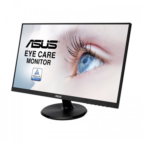 مانیتور ایسوس Asus VA24DQ مانیتور 24 اینچ ایسوس Asus VA24DQ دارای رنگ مشکی و قاب های باریک است و بر روی صفحه آن چشم انسان با عبارت Eye Care دیده می شود