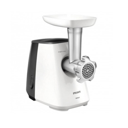 چرخ گوشت فیلیپس Philips HR2713 چرخ گوشت فیلیپس HR2713 امکاناتی مانند رنده کردن سبزیجات، سوسیس ساز و کبه ساز دارد.