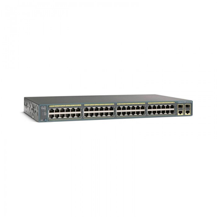 سوئیچ شبکه سیسکو WS-C2960+48TC-L دارای 48 پورت اترنت و 2 پورت آپ لینک است