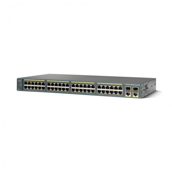 سوئیچ شبکه سیسکو WS-C2960+48TC-L دارای 48 پورت اترنت و 2 پورت آپ لینک است