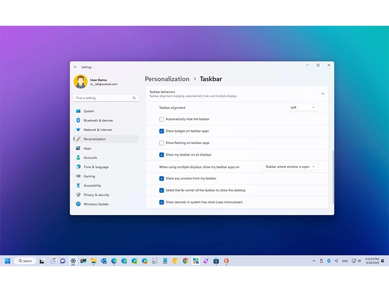 نحوع تغییر تنظیمات Task Bar ویندوز 11 (بخش دوم) نحوع تغییر تنظیمات Task Bar ویندوز 11 (بخش دوم)