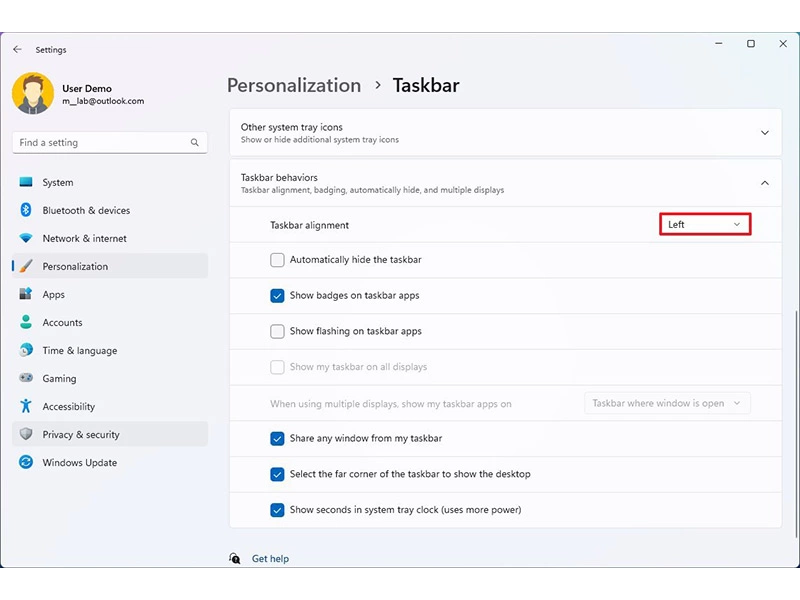 نحوع تغییر تنظیمات Task Bar ویندوز 11 (بخش دوم) نحوع تغییر تنظیمات Task Bar ویندوز 11 (بخش دوم)