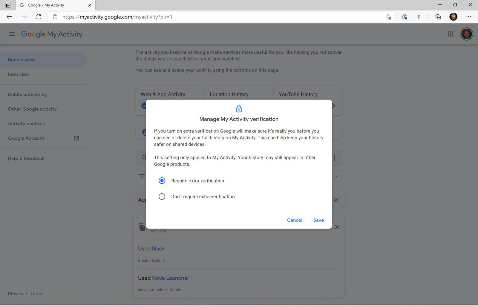 از این پس برای دستیابی به اطلاعات صفحه Google My Activity به پسورد نیاز دارید