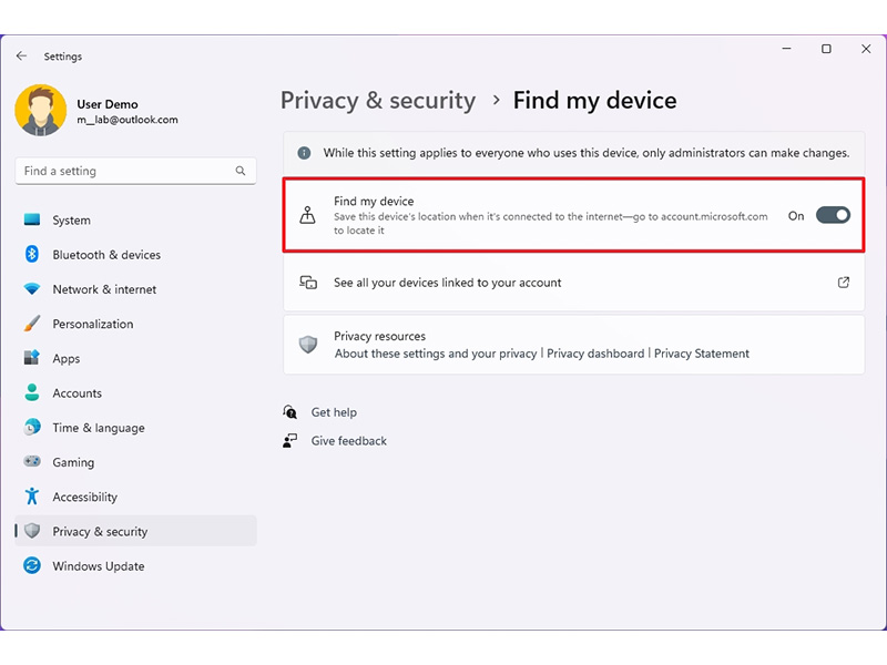 چگونه ویژگی Find My Device را در ویندوز 11 فعال کنیم؟