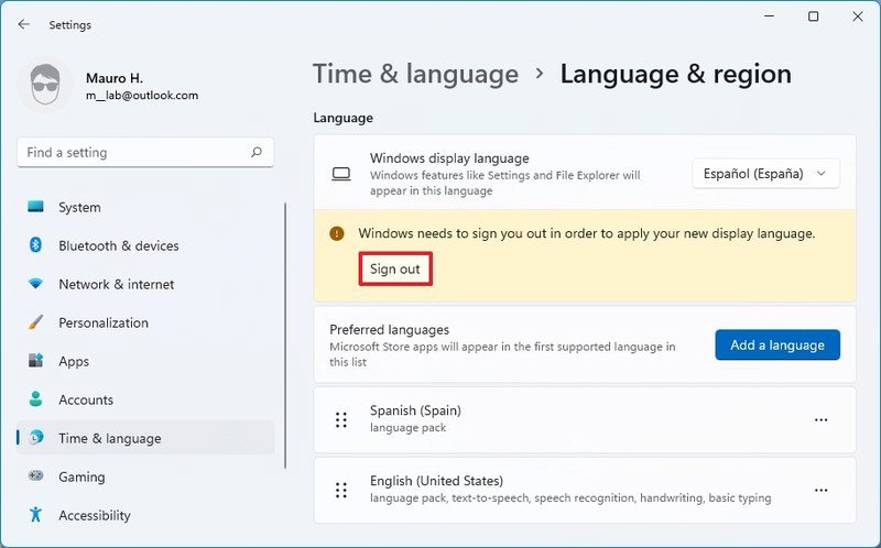 تغییر تنظیمات زبان سیستم