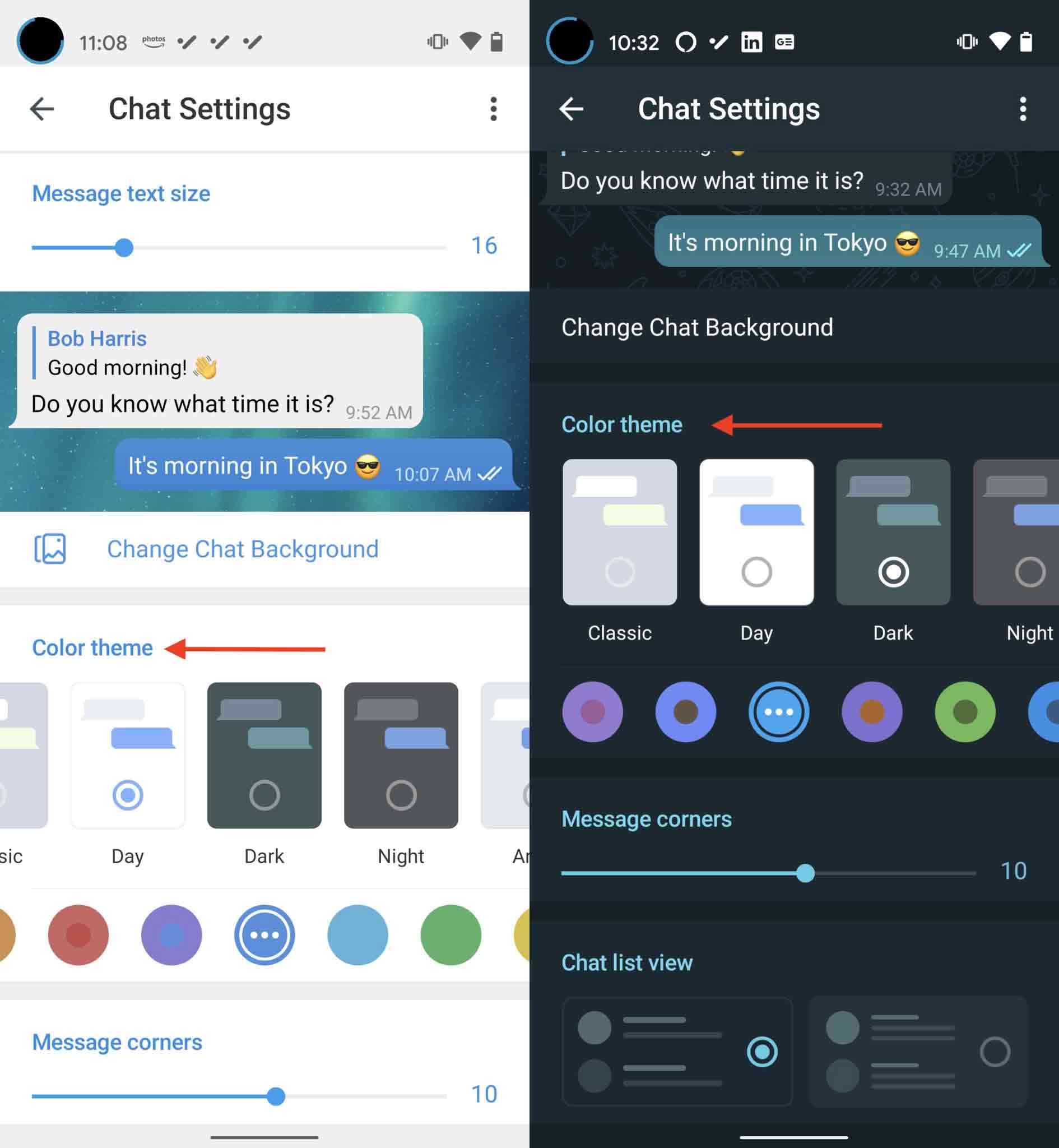 آموزش تصویری تغییر تم و تنظیمات چت تلگرام