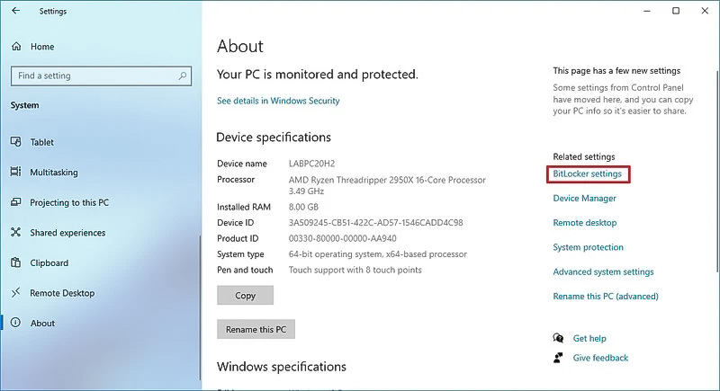 چک کردن TPM 2.0 از بخش Settings