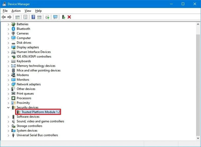 چک کردن TPM 2.0 از بخش Device Manager