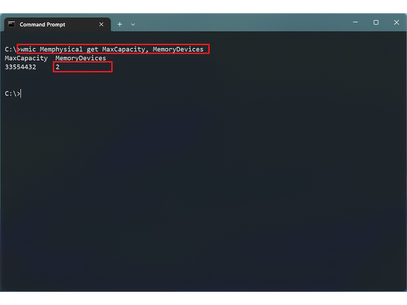 چک کردن تعداد اسلات های رم در ویندوز 11 با Command Prompt
