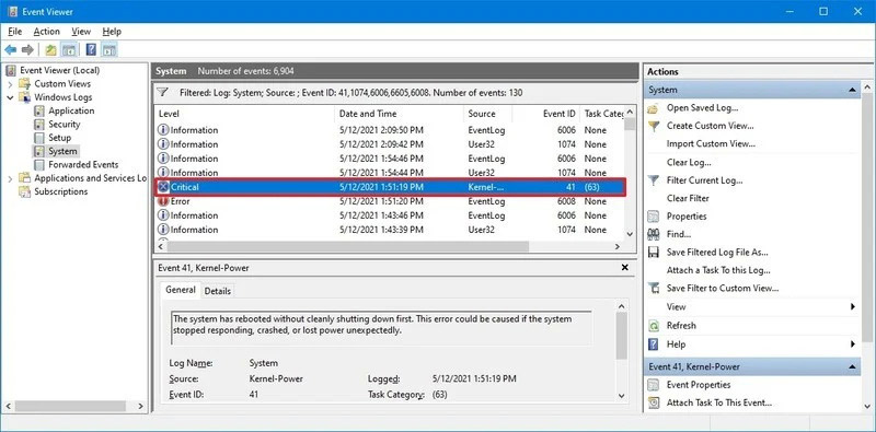 چگونه از طریق Event Viewer دلیل خاموش شدن ناگهانی کامپیوتر را متوجه شویم؟