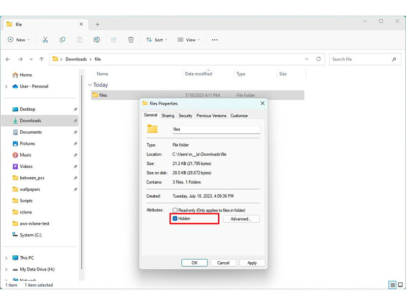نحوه مخفی کردن فایل در Windows 11نحوه مخفی کردن فایل در Windows 11