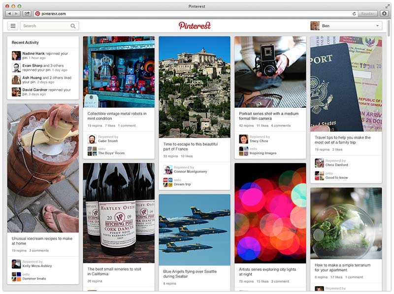 4. وب سایت Pinterest