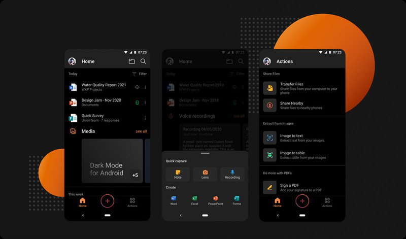 تم تیره (Dark Mode) به اپلیکیشن مایکروسافت آفیس نسخه اندروید اضافه می شود